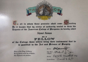 American College of Surgeons (ACS) Fellowship Belgesi