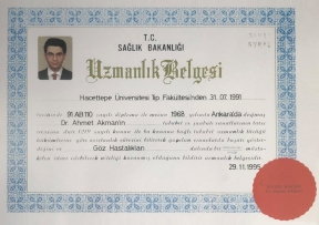 Hacettepe Üniversitesi Tıp Fakültesi Uzmanlık Belgesi